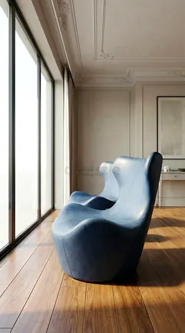 x2 BB ITALIA Love Papilio two seater loveseat sofas limited edition in blue full grain leather