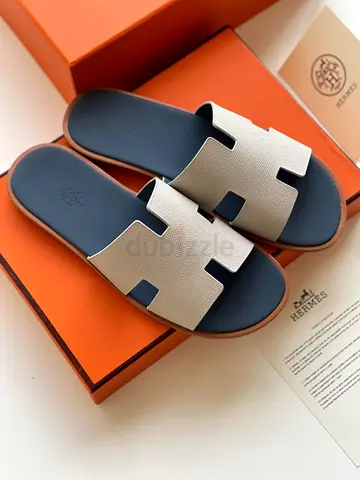 Hermès Izmir Sandals - Gris/Blue Bicolor Epsom Leather