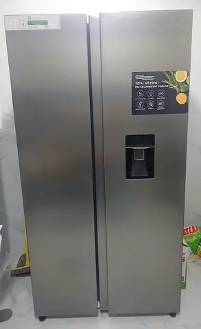Smart Double Door Tall Refrigerator  Freezer (stainless look) with water dispenser — good condition