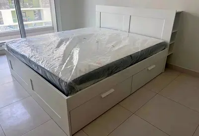 IKEA brimnes king size 180×200cm bed frame with headboard+ 4 big storage drawers with IKEA mattress