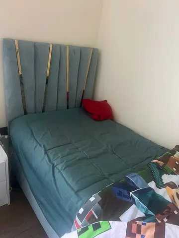Single blue bed