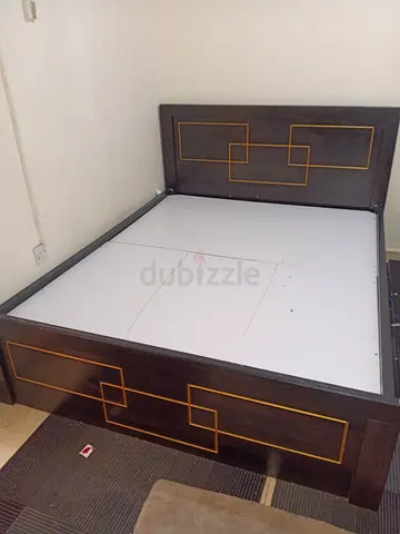 Wooden Double Bed with Headboard and Footboard