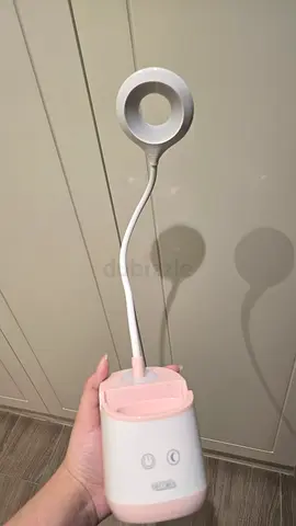 Portable USB Ring Light with Flexible Neck and Touch Controls - White/Pink