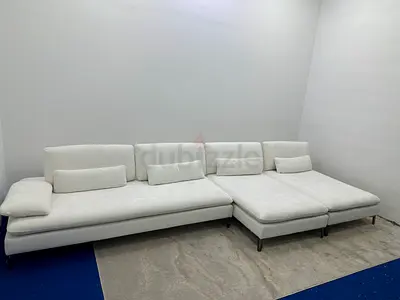 Same like new condition rochebobois white color lshape sofa