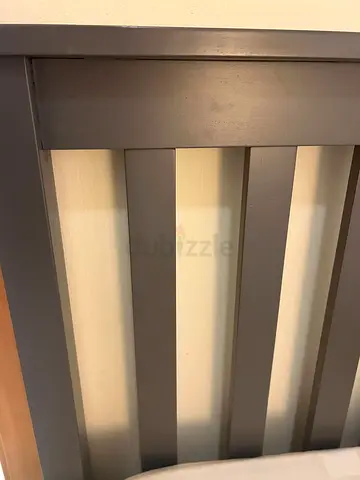 Dark Wood Double Bed Headboard - Sturdy Slatted Design with mattress included