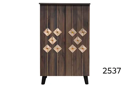 Compact Wooden Cabinet / Wardrobe with Decorative Front — Good Condition