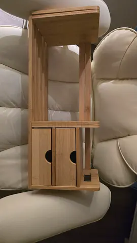 Bamboo Desk Organizer with Two Drawers and Extendable Stand