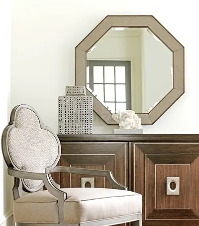 Hampton Octagon Mirror in Grey Shagreen H80 W80 D10 cm
