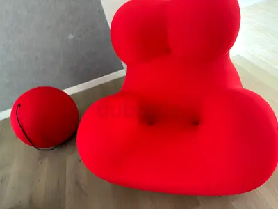 🔥 Designer Statement Chair (Red) + Matching Ottoman 🔥