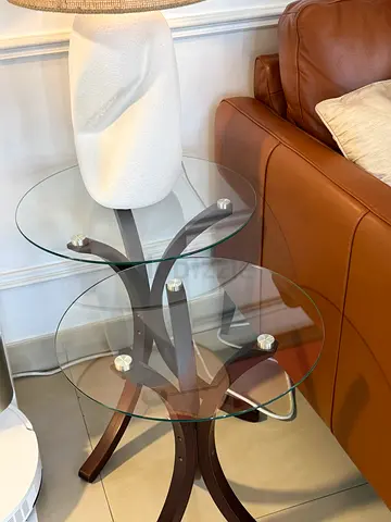 Set of Two End / Corner tables (Glass and wood)