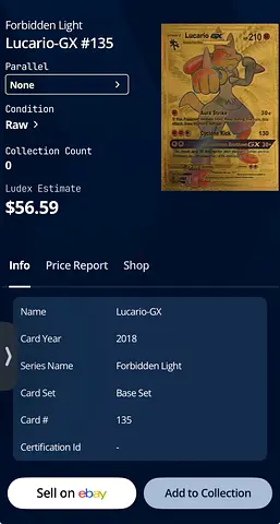 Lucario-GX Pokémon Card (Forbidden Light #135) - Rare Collectible