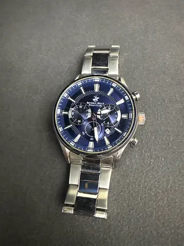 Beverly Hills Polo Club Mens Stainless Steel Chronograph Watch - Blue Dial