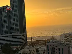 1BHK for annual rent in Al Rumaila, Ajman, near Ajman Corniche, master room, 2 baths, sea view balco