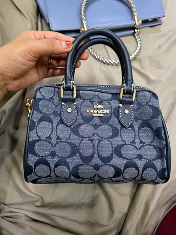 Coach Signature Mini Satchel Bag - Navy/Black