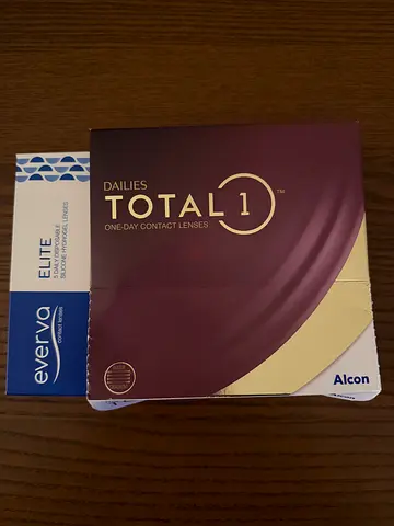 Two boxes of daily contact lenses (Dailies Total1 and Eyelife) +3.75