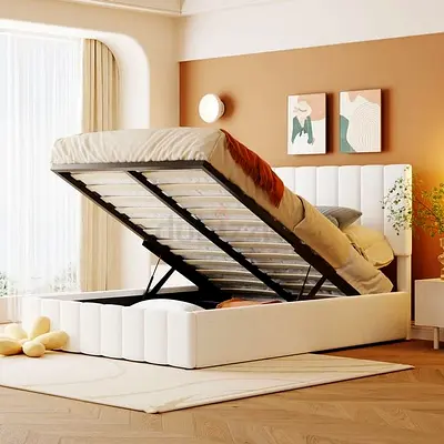 Clean lines design queen hydraulic storage bed