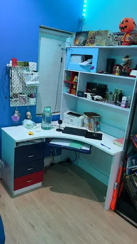 Corner Study Desk with Shelves and Drawers - Good Condition