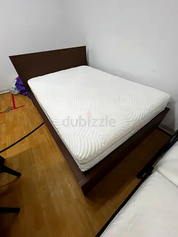 Double bed frame with mattress - good condition