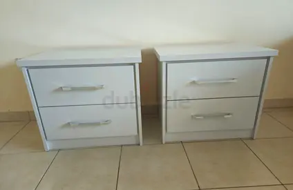 Modern White Nightstands - Pair