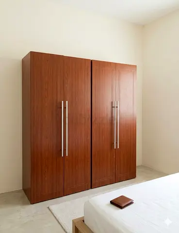 Solid Wood 2-Piece Wardrobe Set with Long Handles - Good Condition and 2 pc shoerack