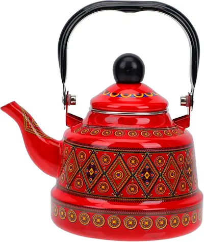 Cabilock Enamel Water Boiling Kettle 7.87 Inch Retro Style Teapot for Gas Stove and Induction Cooker