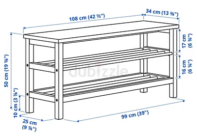 IKEA HEMNES-style Shoe Bench / Entryway Storage Bench - 108cm, Black