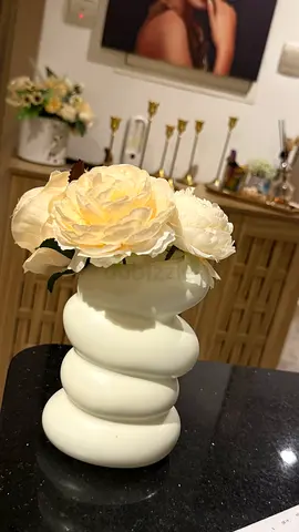 White Ceramic Bubble Vase with Artificial Flower Arrangement
