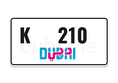 Dubai plate K 210 for sale.