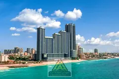 Luxury 2-Bedroom Apartment for Annual Rent – Ajman Corniche | Master Bedroom | Sea &amp; City View