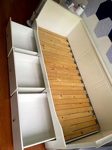IKEA hamnes day bed with 3 big storage drawers underneath and with 2 IKEA mattresses is available