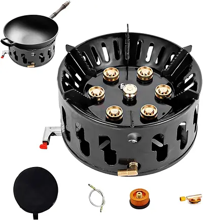 Outdoor furnace, Fierce Fire Camping Stove Portable Seven Core Stove 9800W Camping Stove for Camping