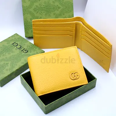 Yellow Gucci Bi-Fold Leather Wallet (With Box)