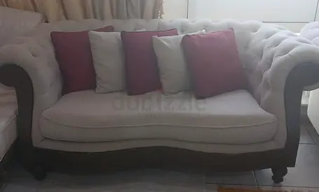 2 Excellent Sofas Elegant Curved Sofa with Plush Cushions