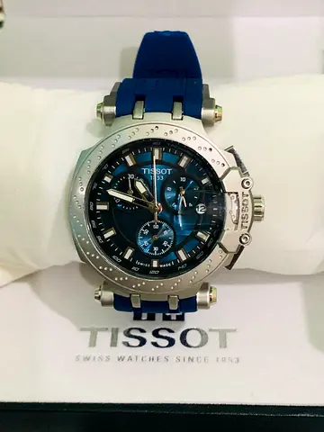 Tissot Mens Stainless Steel Chronograph Watch with Blue Strap