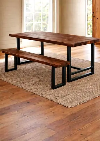 High quality Pottery barn Brand Dining table With bench top quality
