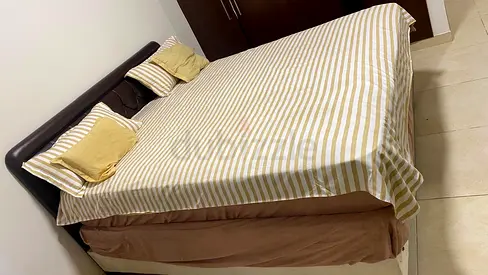 King Size Leather Bed with mattress - Good Condition