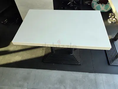 Industrial strength White Rectangular Cafe Table with Black Pedestal Base