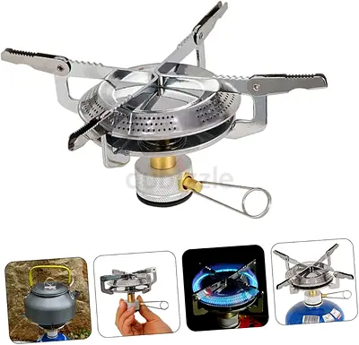 Folding Camping Stove Portable Outdoor Metal Burning Stove Stainless Steel Adjustable High Power