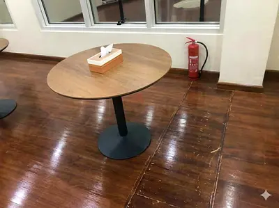 Round Meeting / Café Tables – Modern Wood Finish – 4 Available