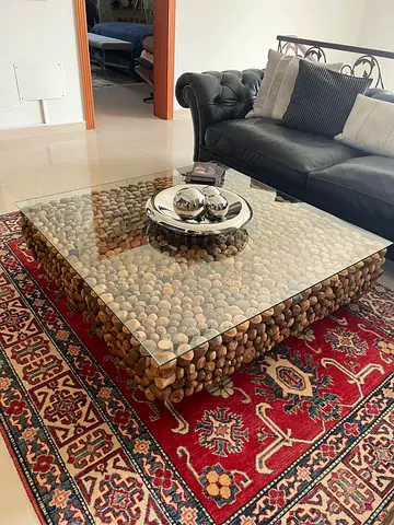 Marina Home Driftwood Coffee Table with Glass Top (Square)