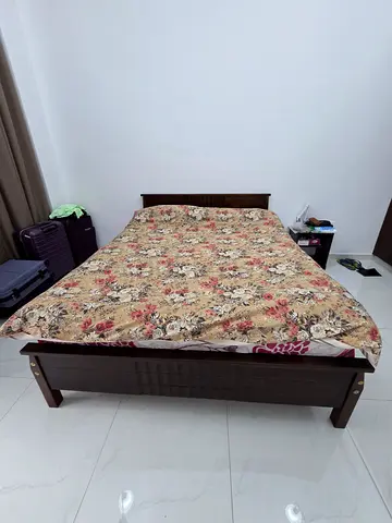 Double wooden bed frame with mattress (good condition)