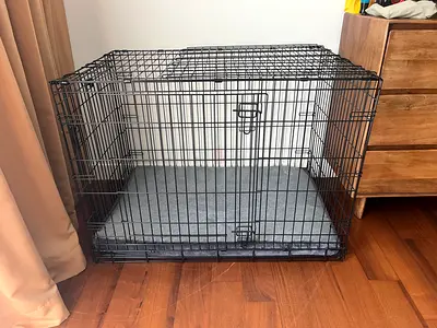Foldable Metal Dog Crate with Padded Mat - Medium/Large