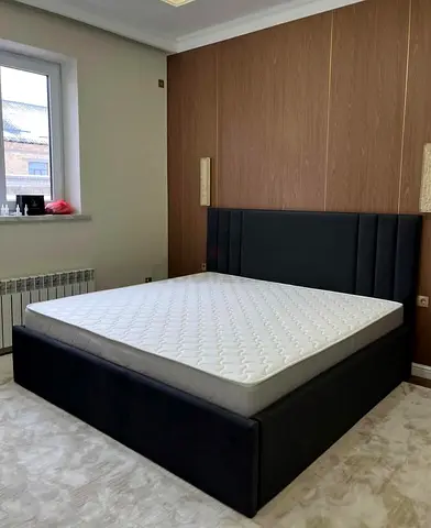 King size upholstered customize bed frame with mattress - modern black