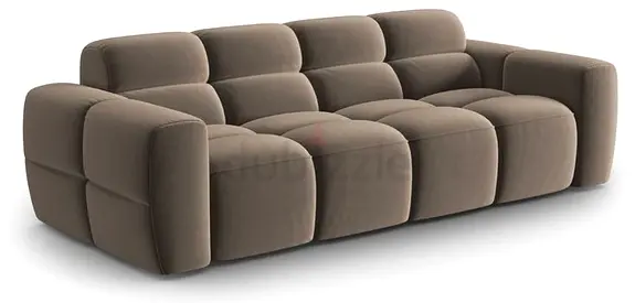Modern Modular 3-Seater Sofa in Taupe Velvet — Comfortable  Stylish