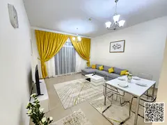 For monthly rent: Luxurious furnished one-bedroom apartment with a living room, in Ajman, Al Liwara