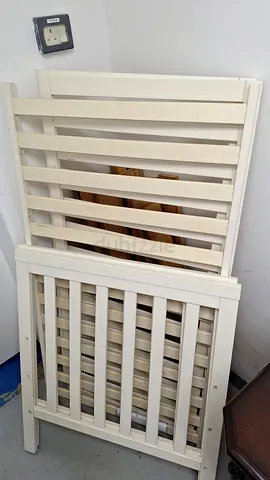 White Wooden Baby Crib (dismantled parts) - Good Condition
