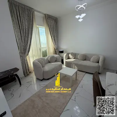 The most beautiful fully furnished two-bedroom apartment with a living room, super deluxe, for monthly rent in Ajman ✔️ Includes bills and internet