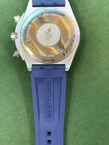 Breitling Chronometre Mens Chronograph Master Copy Watch with Blue Rubber Strap