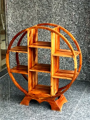 Solid wood round bookcase-round display shelves