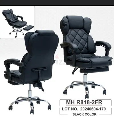 Black Ergonomic Executive Office Chair with Footrest